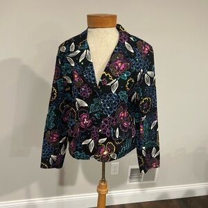 Red Women's Blazer - Black with Multicolor Floral